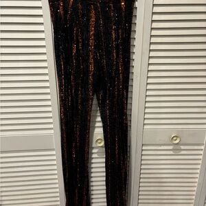 Zara Black and Orange Striped Trousers